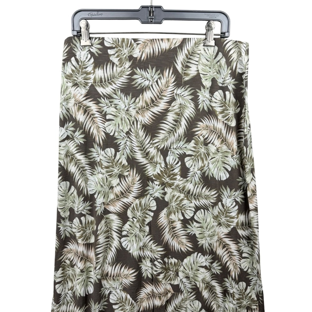 J. Jill Maxi Skirt Medium TALL Womens Brown Tropical Leaf Print Pull On Stretch - Picture 5 of 10